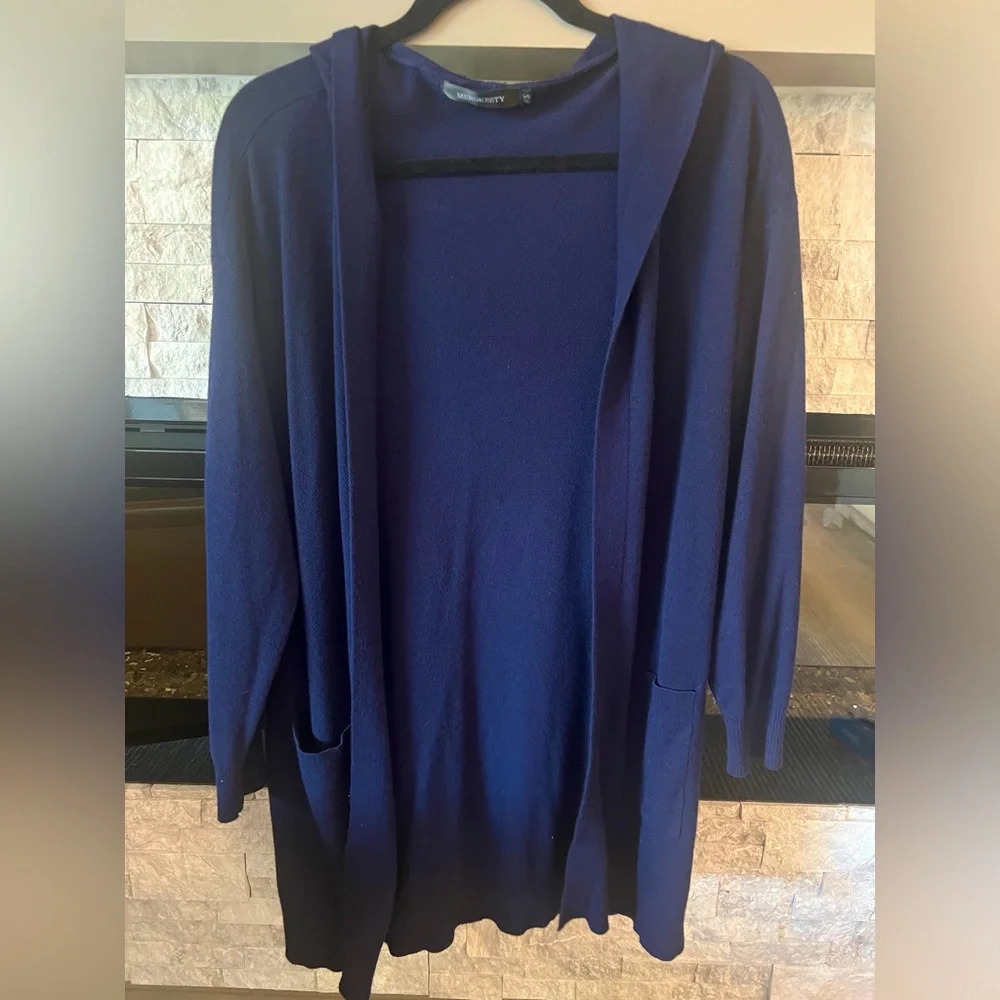 Merokeety size Small navy oversized hooded cardigan